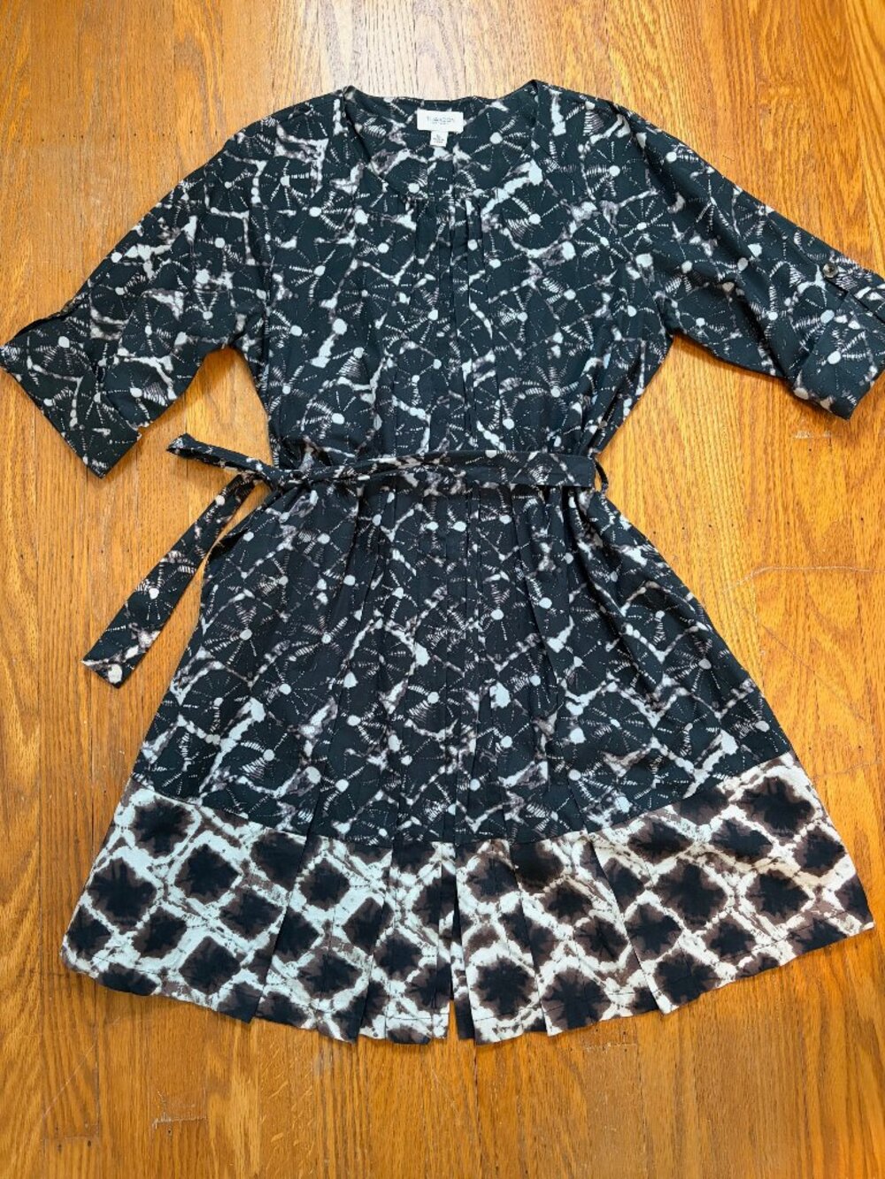 Thakoon for Target Indigo/White 3/4 Sleeve Knee Length Dress -Size XL